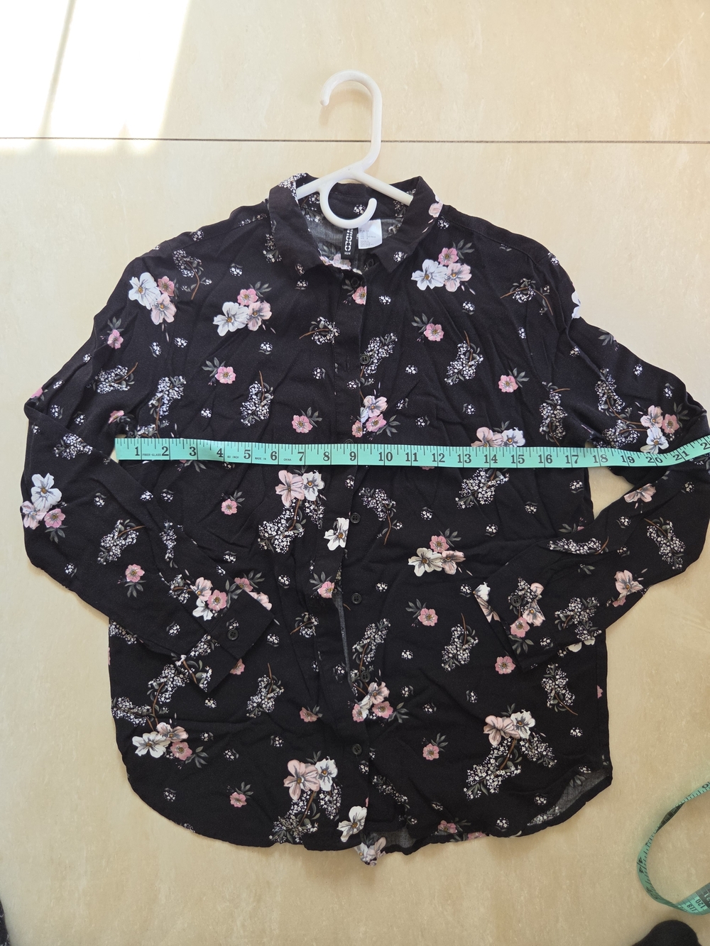 H&M Dark Floral Button-Down Blouse with Pink & White Florals